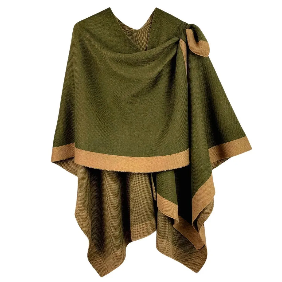 Ruana Shawl Olive-color Shoulder Wrap for Women; Style-comfort