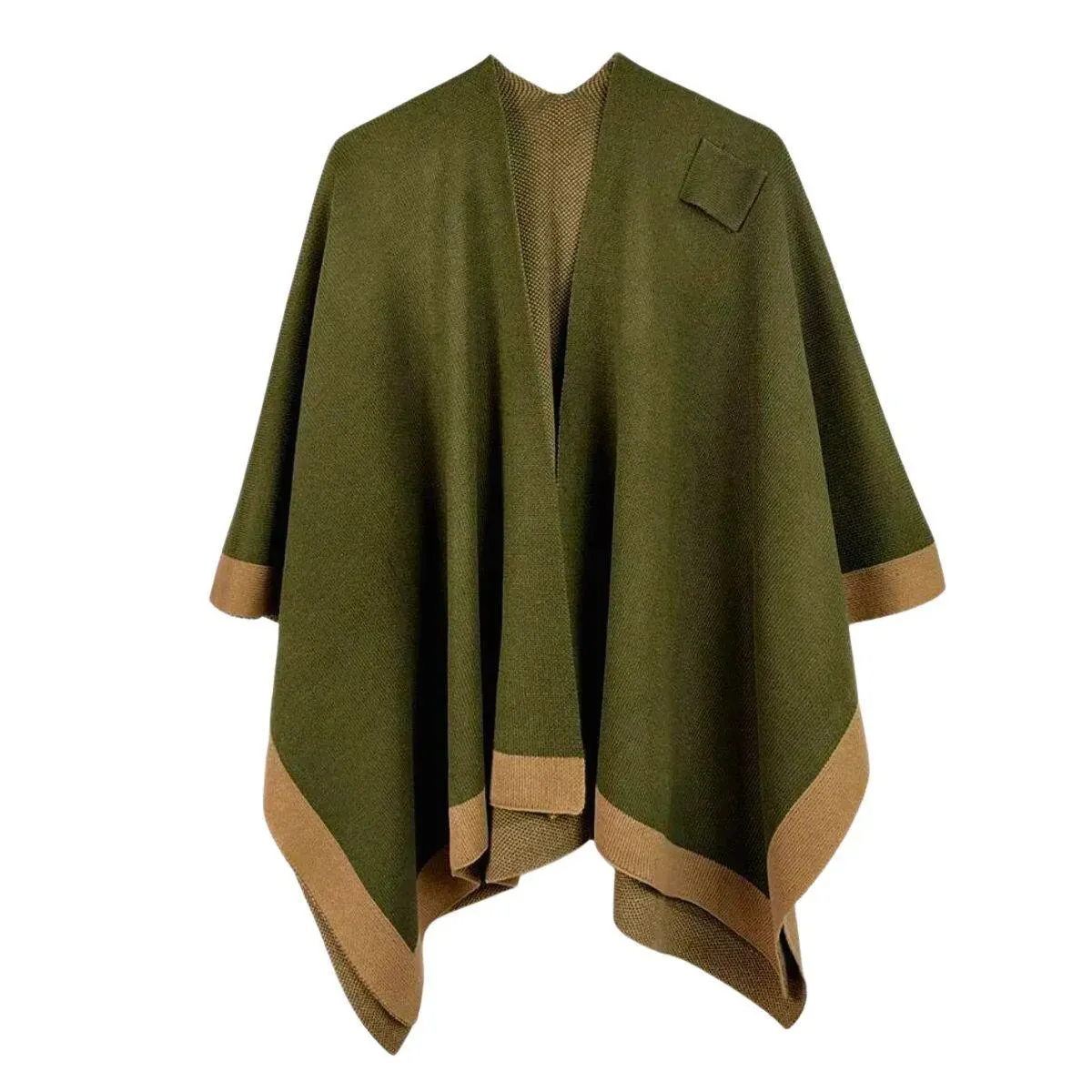 Ruana Shawl Olive-color Shoulder Wrap for Women; Style-comfort