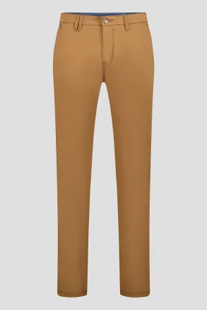 Satin Brushed Cotton Chinos - Brown