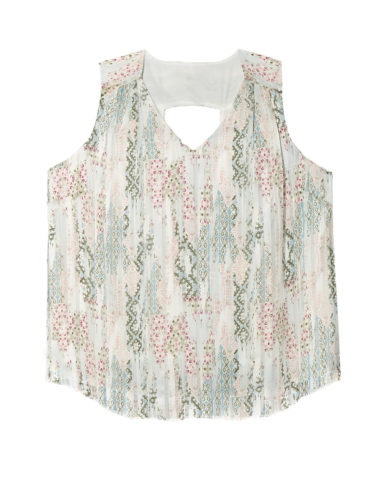 Scarlet Cutout Sleeveless Blouse | Ivory / Olive Green