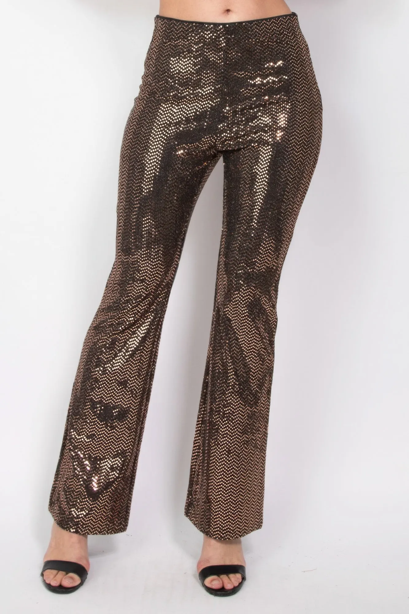 Sequined Fit & Flare Midrise Pants