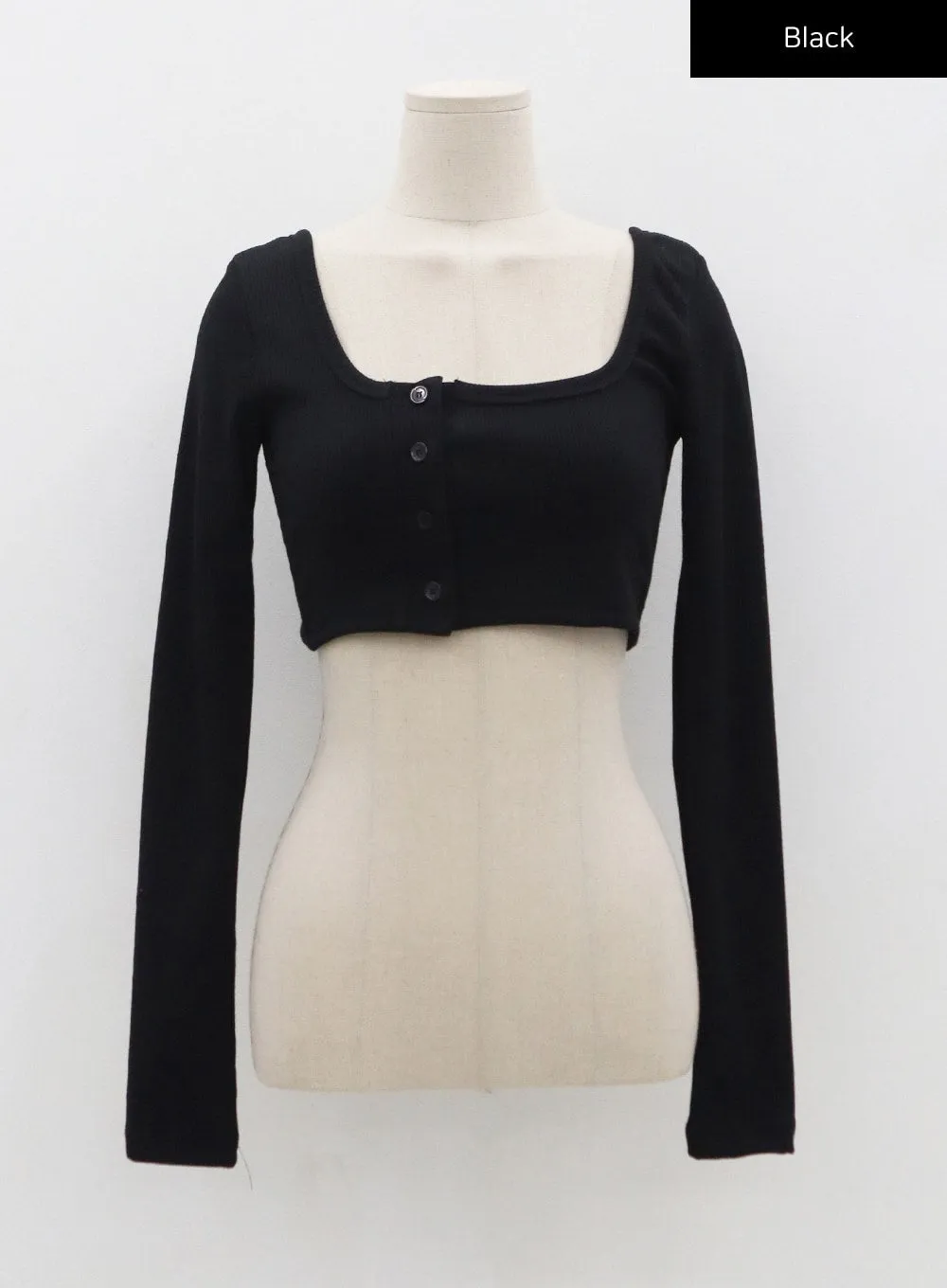 Side Button Knit Crop Top CO13