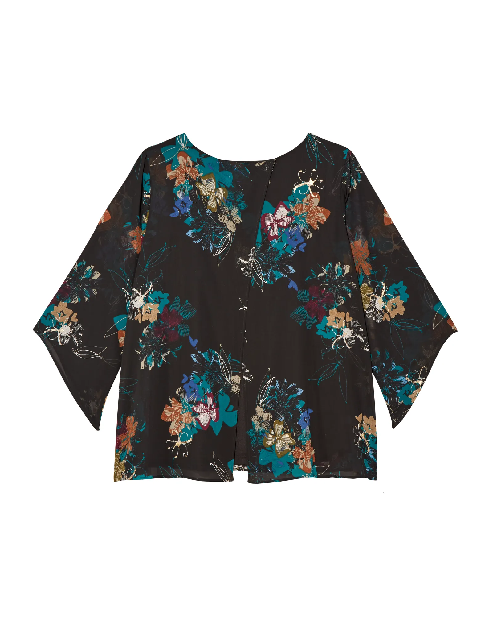 Silas Flutter Sleeve Blouse | Black / Azure Blue