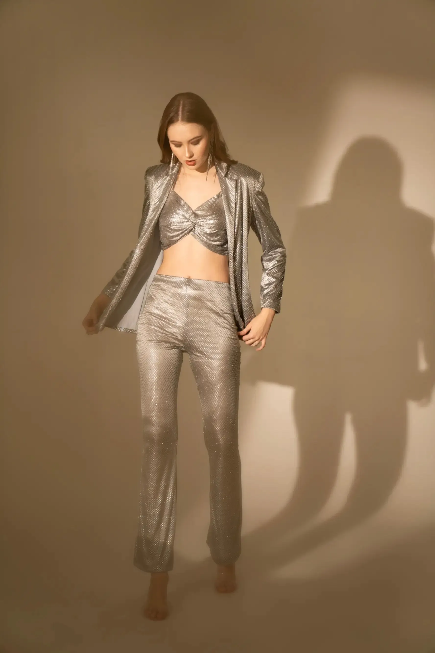 Silver Rhinestone Bell Bottoms