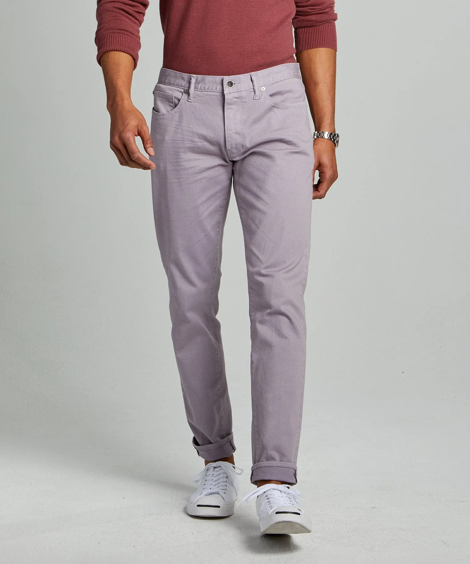 Slim Fit 5-Pocket Garment-Dyed Stretch Twill in Lavender