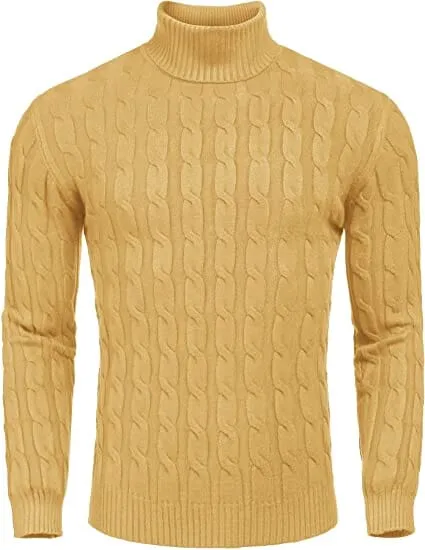 Slim Fit Turtleneck Twisted Knitted Pullover Sweater (US Only)