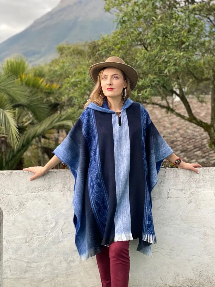 Soft Blues Alpaca Poncho