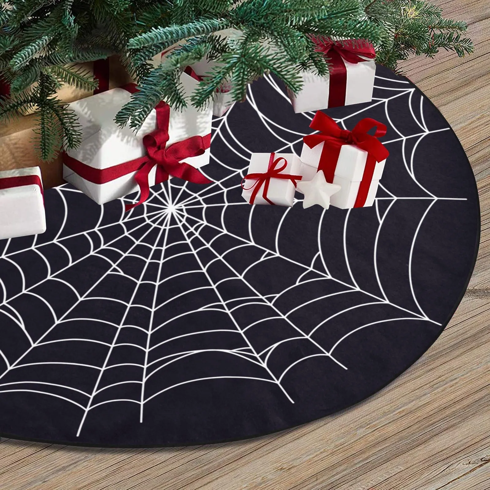 Spiderweb Halloween Tree Skirt, Black Goth Vampire Christmas Spooky Cover Decor Decoration All Hallows Eve Creepy 30 36 47 Small Large Party