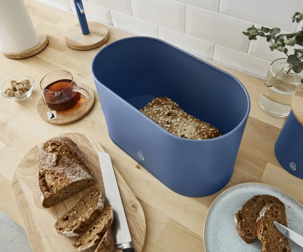 Swan Nordic Oval Bread Bin with Cutting Board Lid