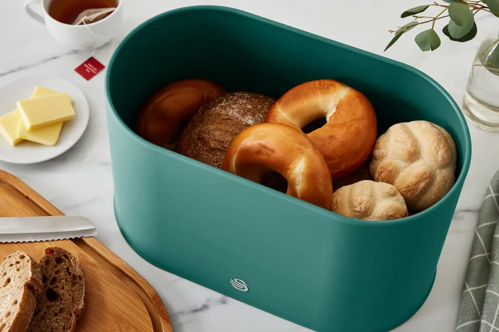 Swan Nordic Oval Bread Bin with Cutting Board Lid