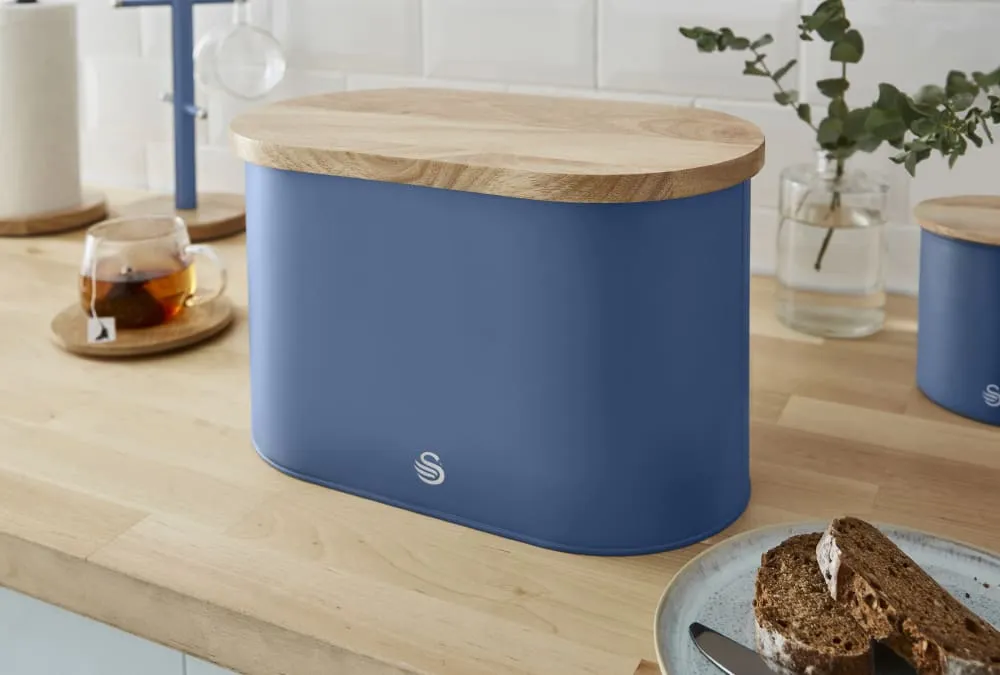 Swan Nordic Oval Bread Bin with Cutting Board Lid