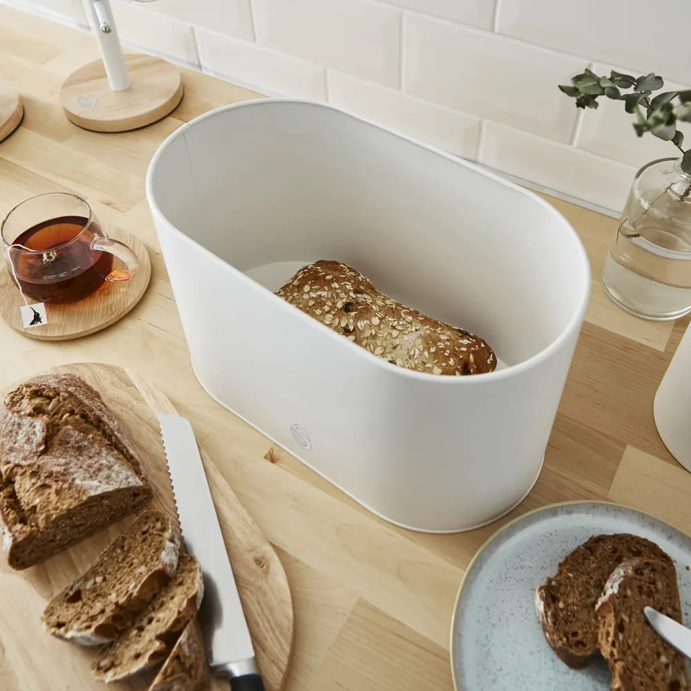 Swan Nordic Oval Bread Bin with Cutting Board Lid