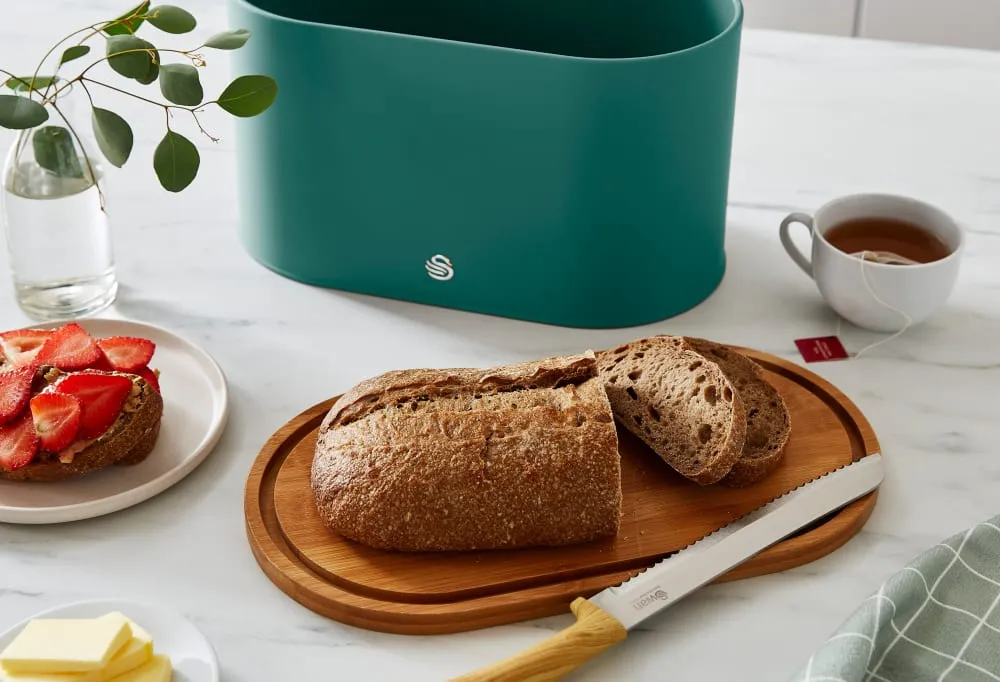 Swan Nordic Oval Bread Bin with Cutting Board Lid