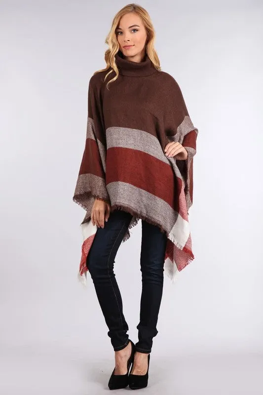 Turtle Neck Pullover Poncho