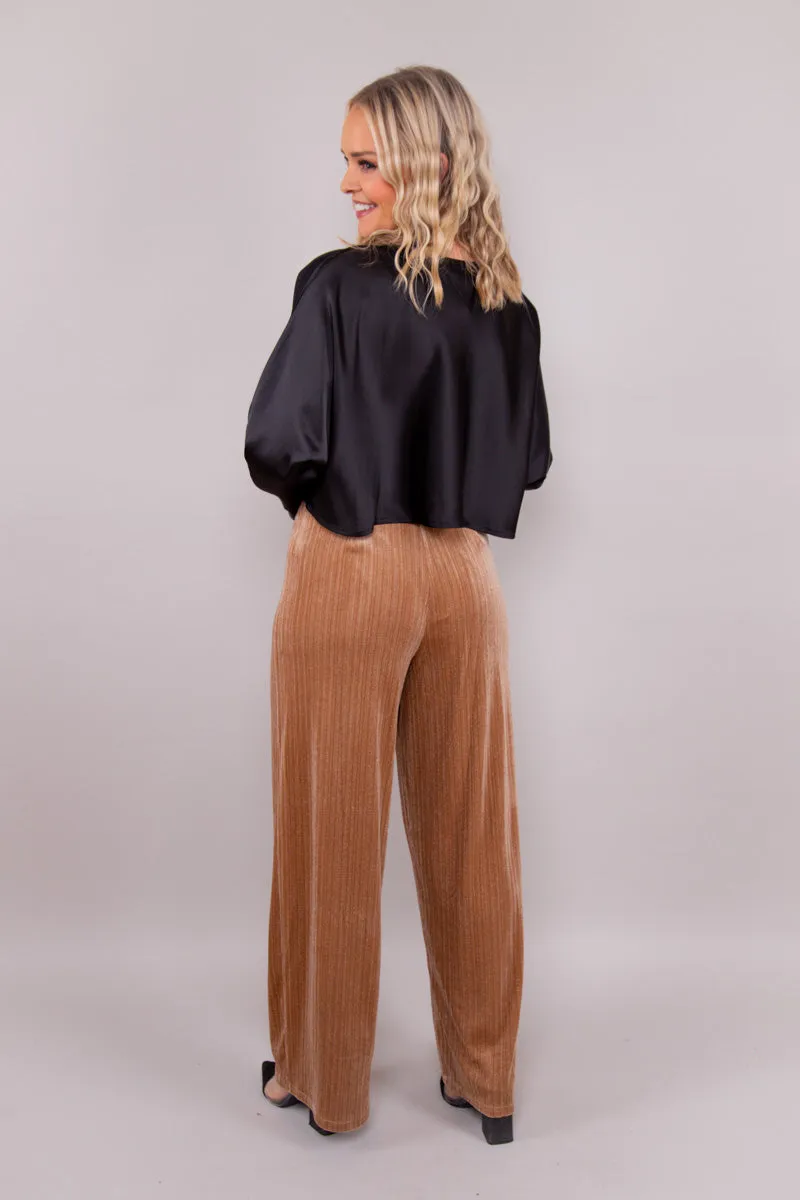 Velvet Sparkle Festive Flares - Taupe