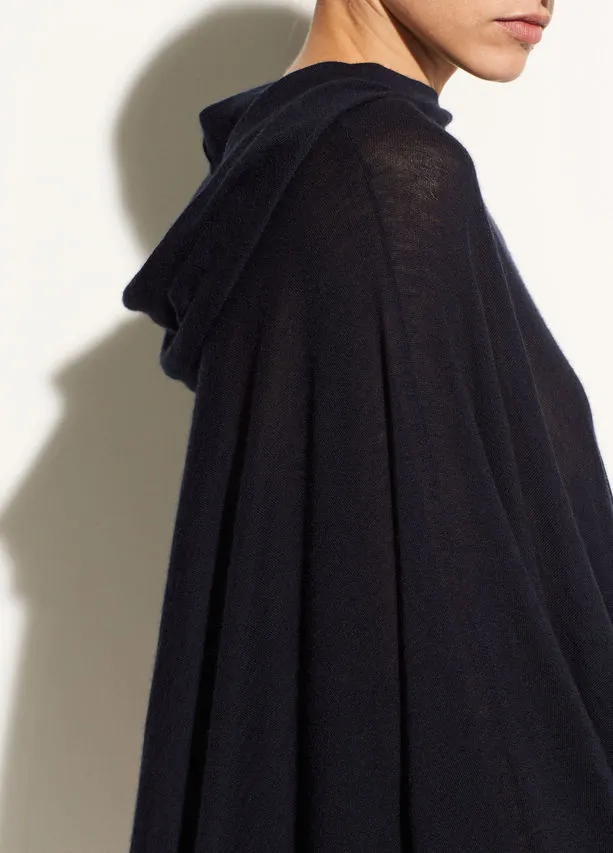 Vince Hooded Wool and Cashmere Navy Poncho