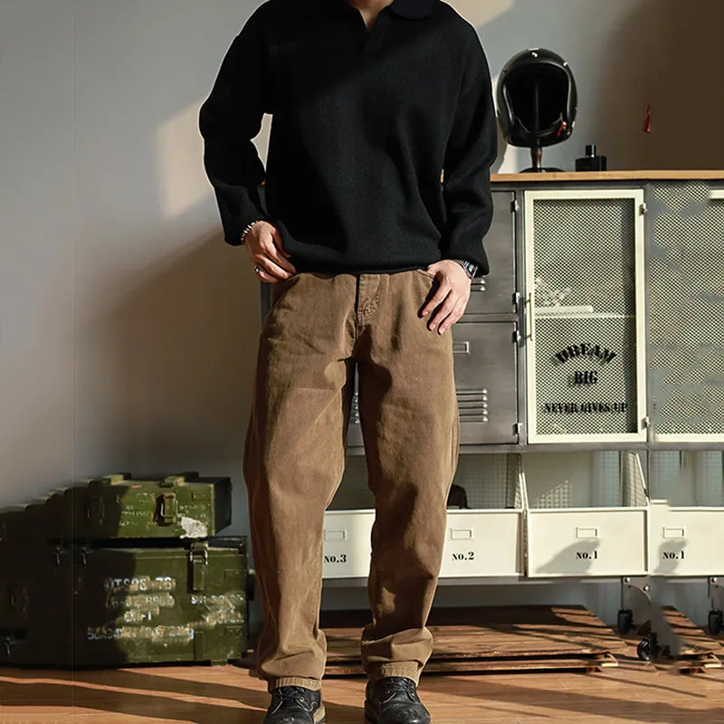 Vintage Washed Straight-leg Cargo Pants