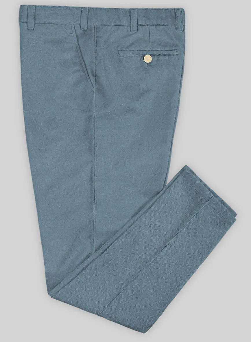 Washed Nord Blue Feather Cotton Canvas Stretch Chino Pants