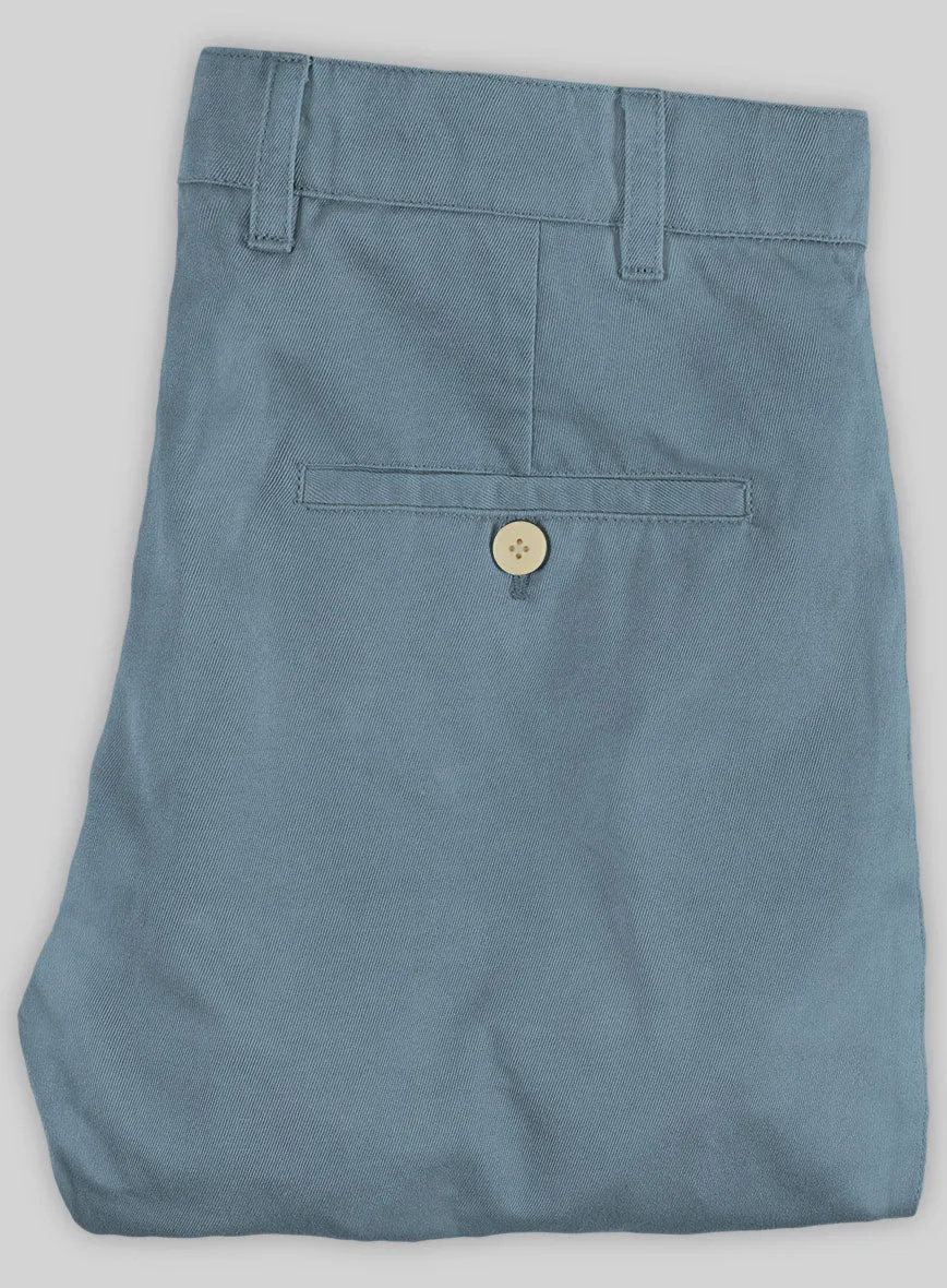 Washed Nord Blue Feather Cotton Canvas Stretch Chino Pants