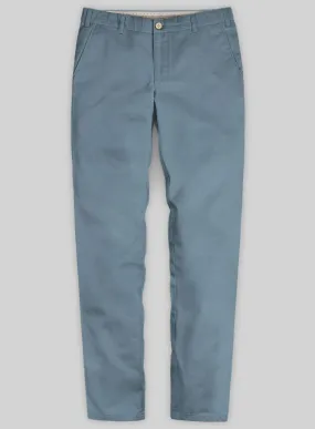 Washed Nord Blue Feather Cotton Canvas Stretch Chino Pants