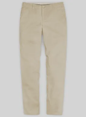 Washed Sand Feather Cotton Canvas Stretch Chino Pants