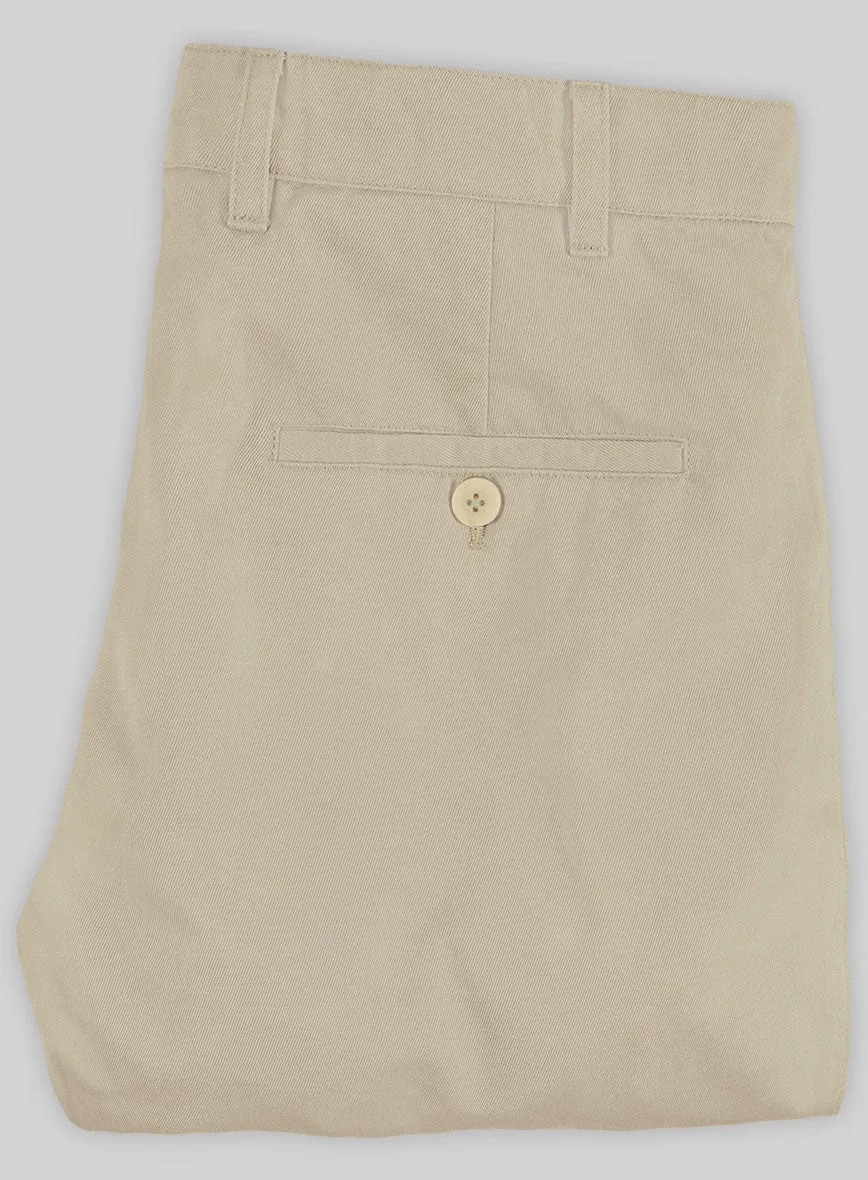 Washed Sand Feather Cotton Canvas Stretch Chino Pants