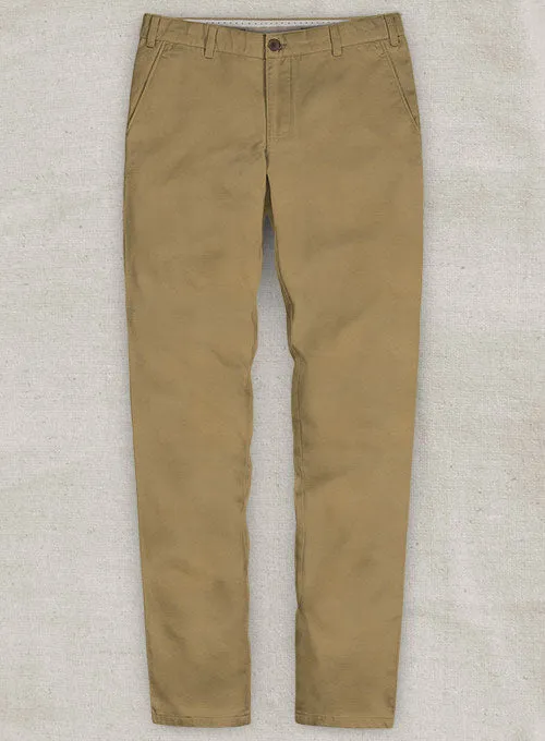 Washed Tan Feather Cotton Canvas Stretch Pants