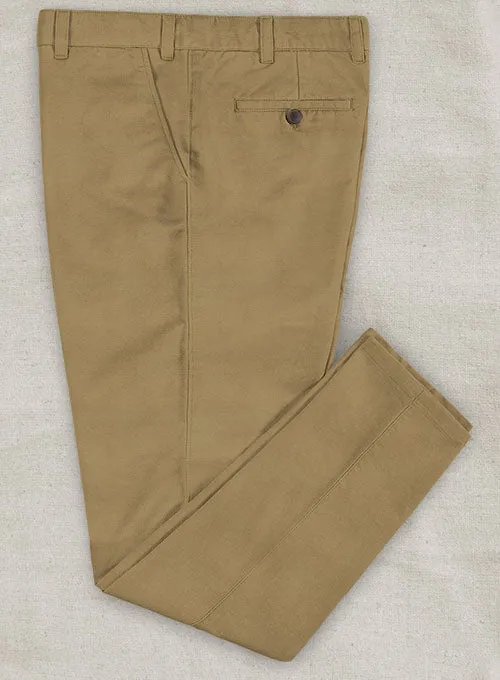 Washed Tan Feather Cotton Canvas Stretch Pants