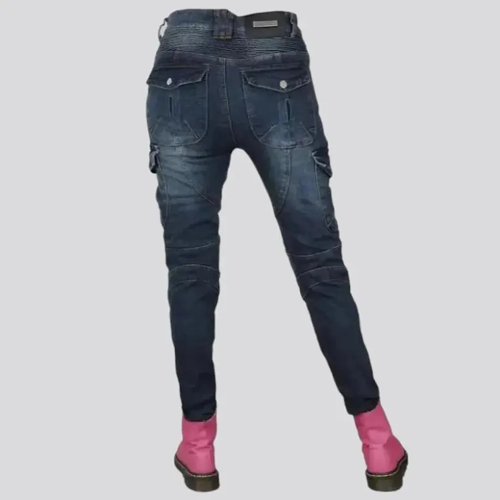 Winter women's biker jeans