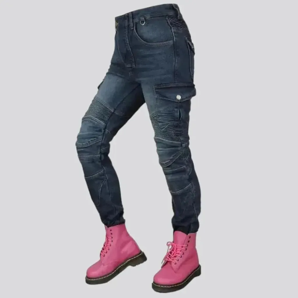 Winter women's biker jeans