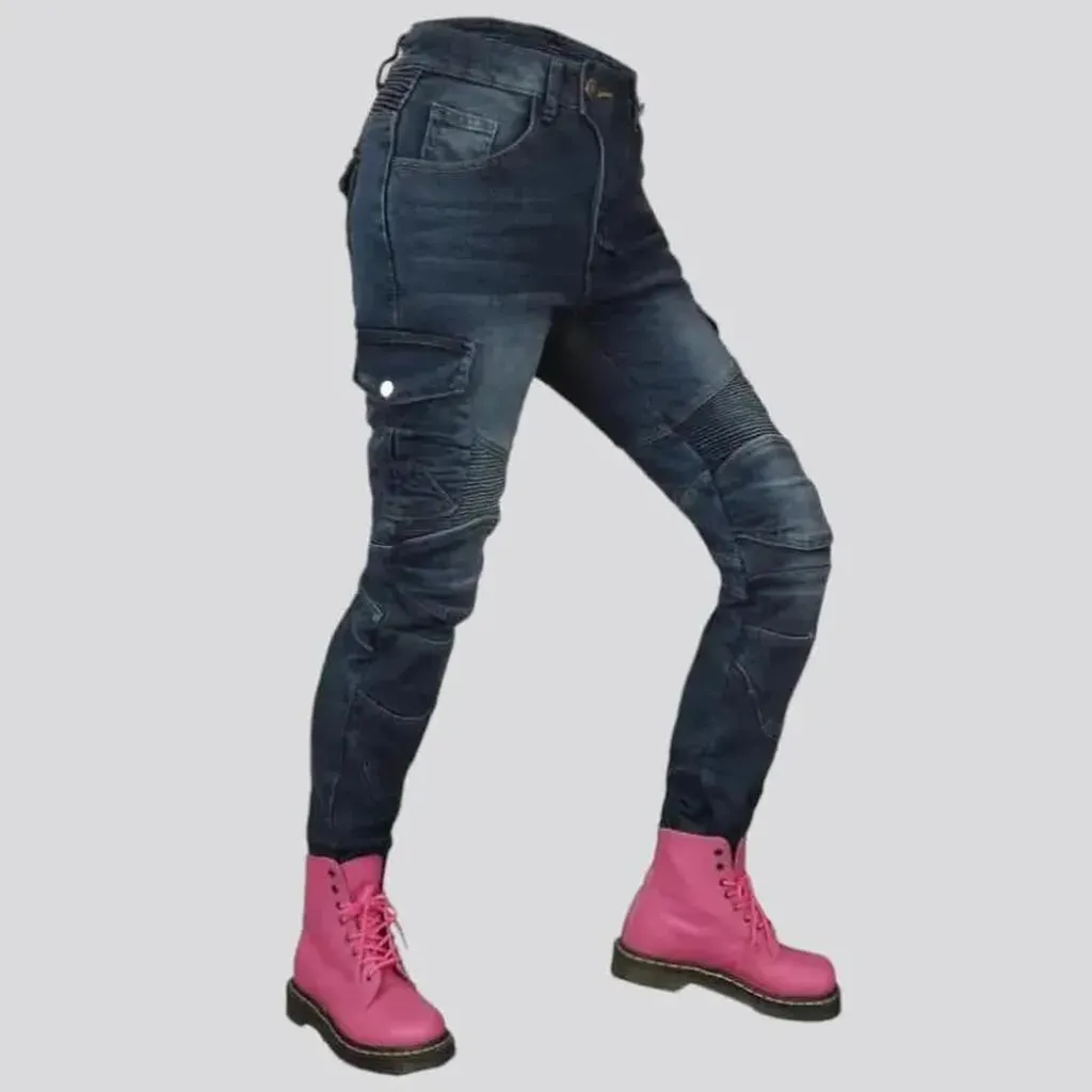 Winter women's biker jeans