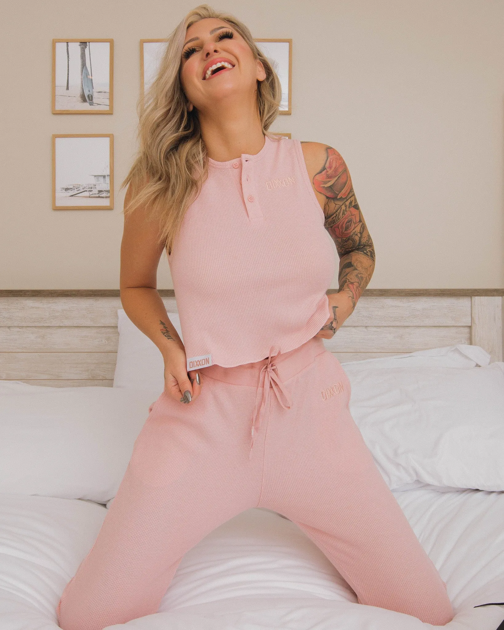 Women's Waffle Knit Joggers - Blush