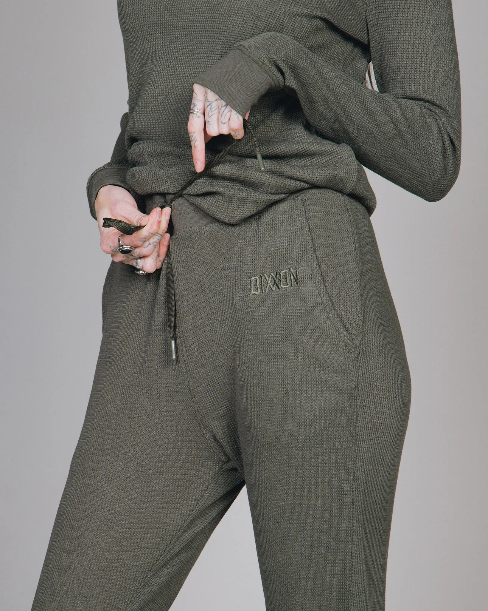 Women's Waffle Knit Joggers - O.D. Green